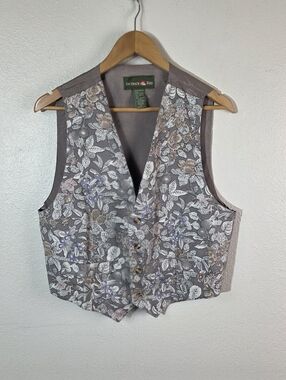 Vintage Outback Red Womens Small Floral Button Front Vest Cottagecore Prairie